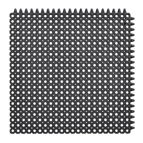 Ringgummi-Fliese OCTO-BLACK mit Kleinwaben | 50 x 50 cm
